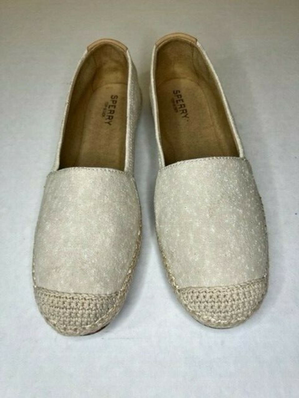 Sperry Women's Light Cream Espadrille Slip-On Flats